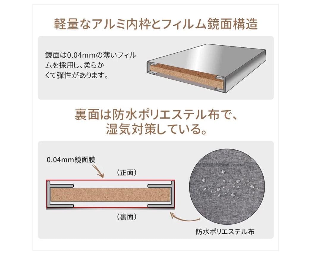 スタンドミラー 160cm x 100cm #3011軽鏡セツト同梱80cm 黒
