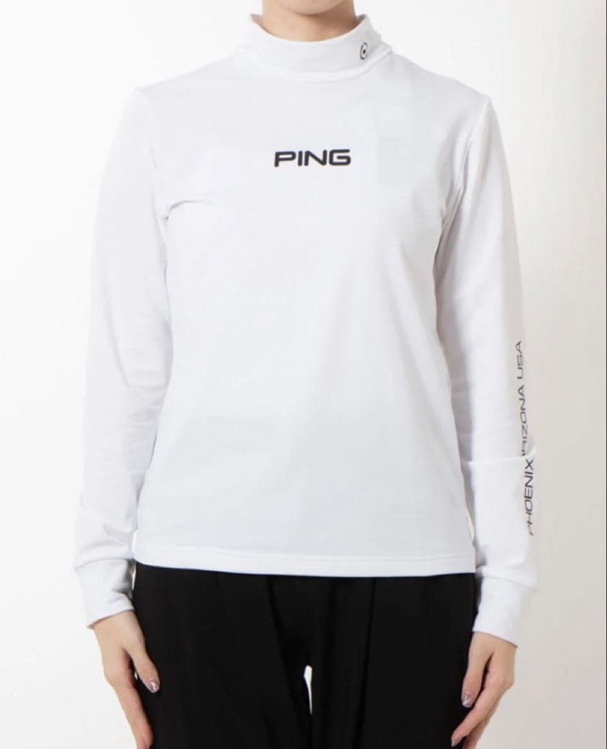 L ☆新品☆ PING エアーフレイクハイネックシャツ レディース　ホワイト