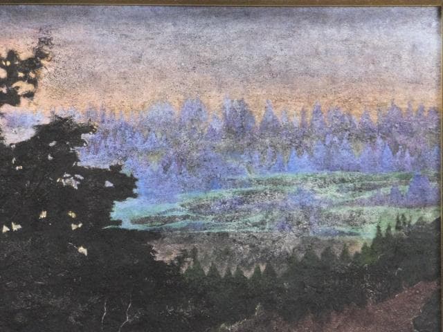 堀 敏治　落款印譜 共シール『晩夏』日本画 紙本に岩絵具彩色 8号 0109C