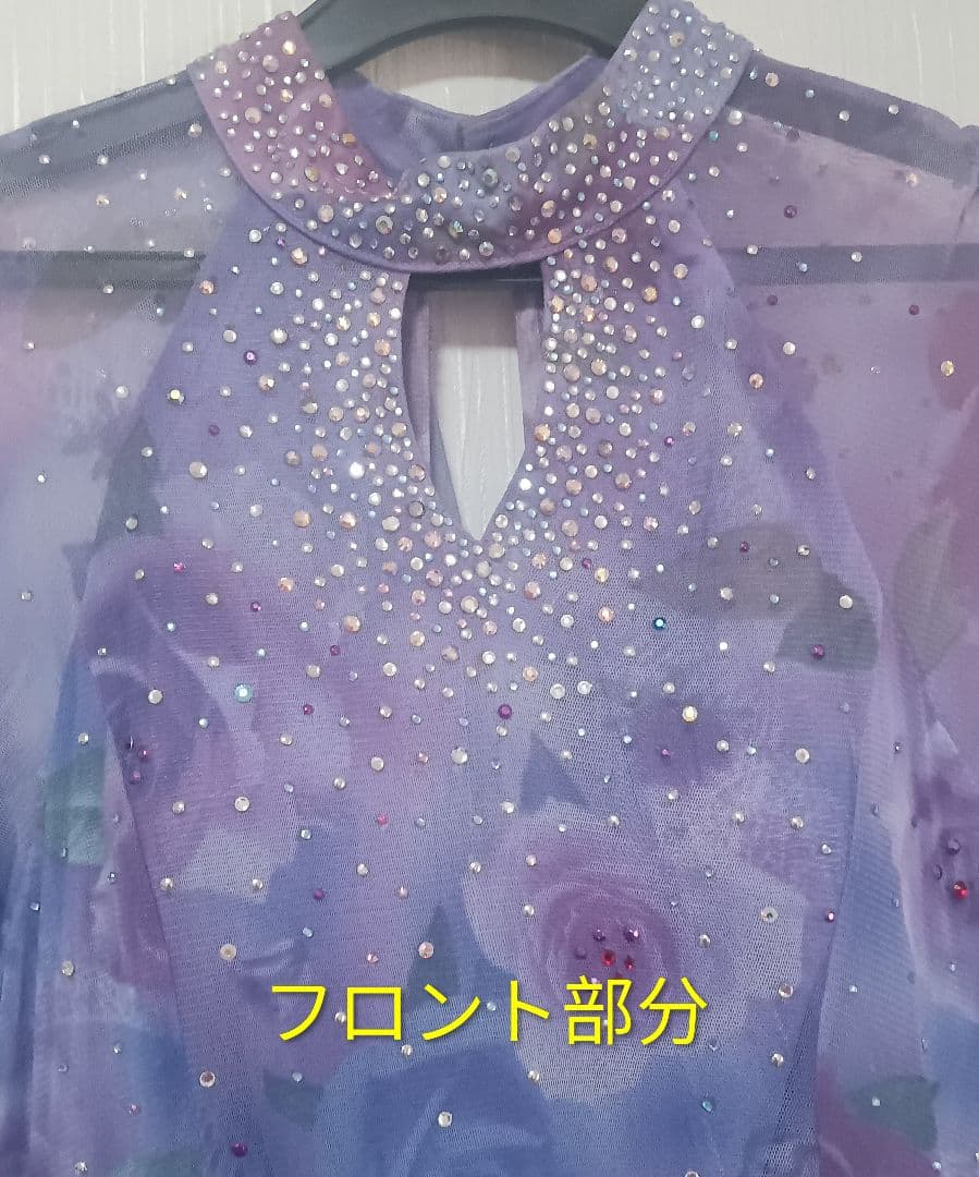 社交ダンスドレス 紫色 花柄