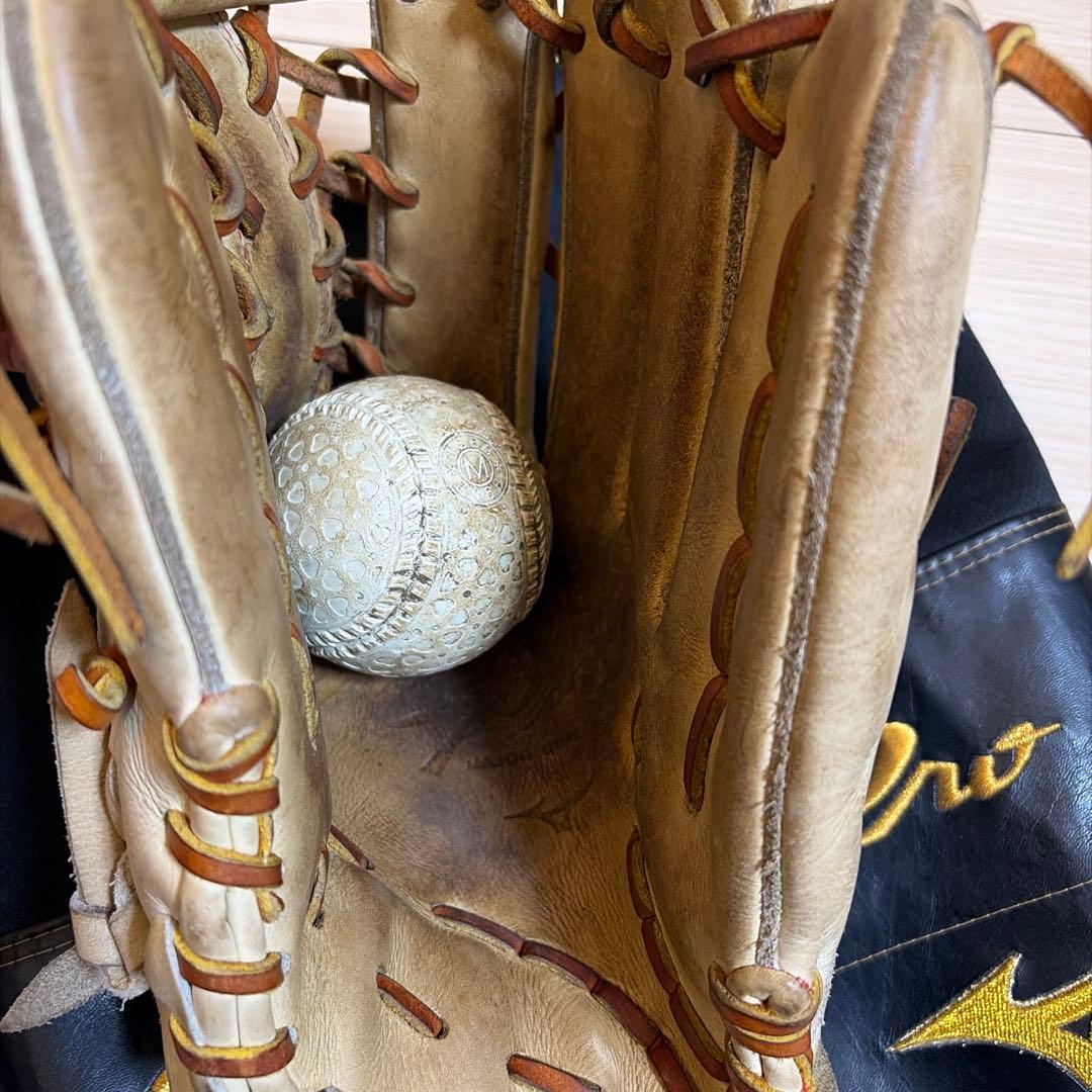 MizunoPro classic 軟式外野用　キャメル　グラブ袋・ボール付き