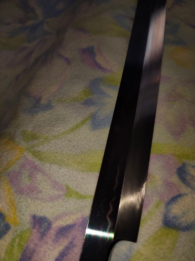 柳刃包丁 高鳳正國　富士　月　 黒檀　水焼本焼