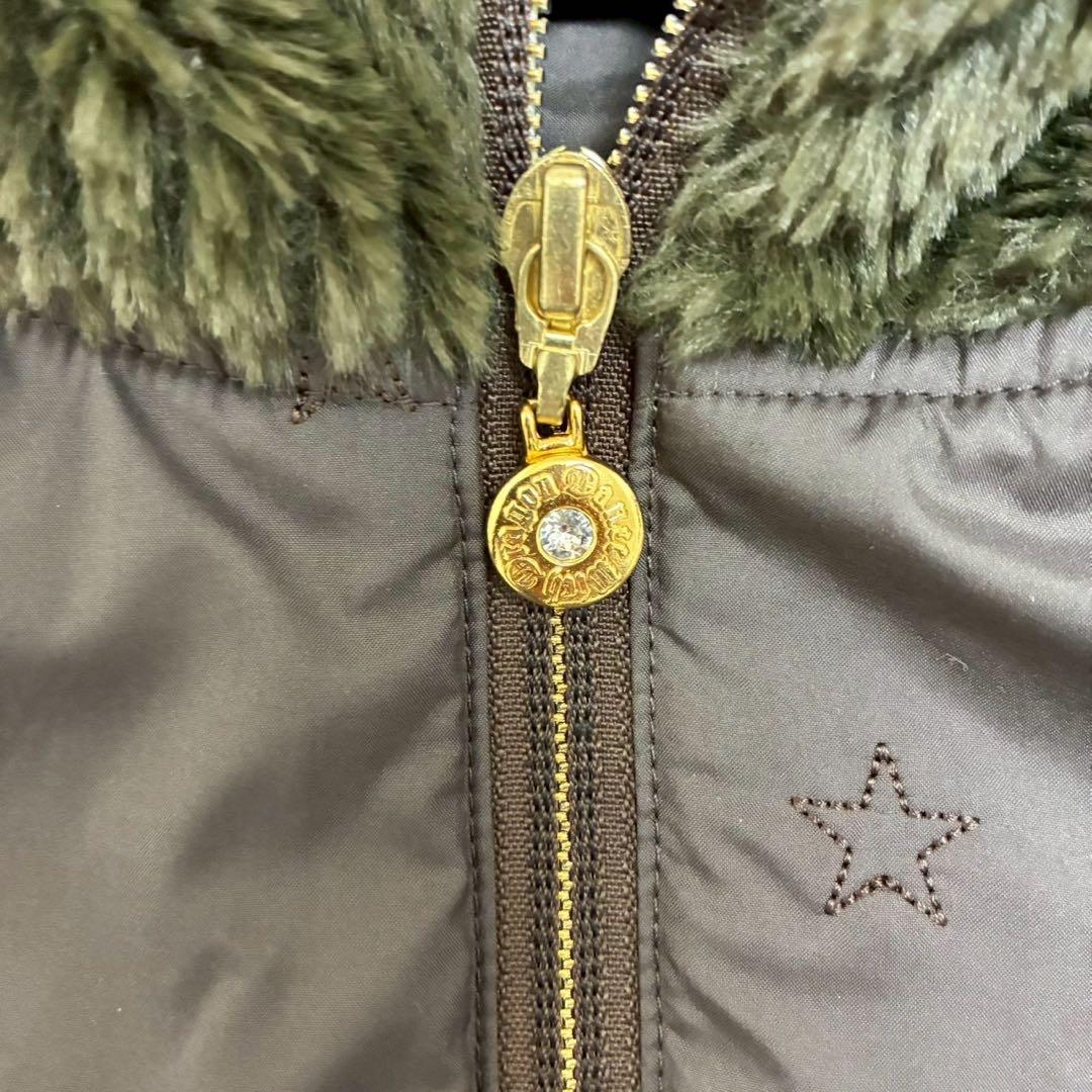 美品　ダンスウィズドラゴン　ワッペン　フェイクファー　フード付　ベスト　アウター