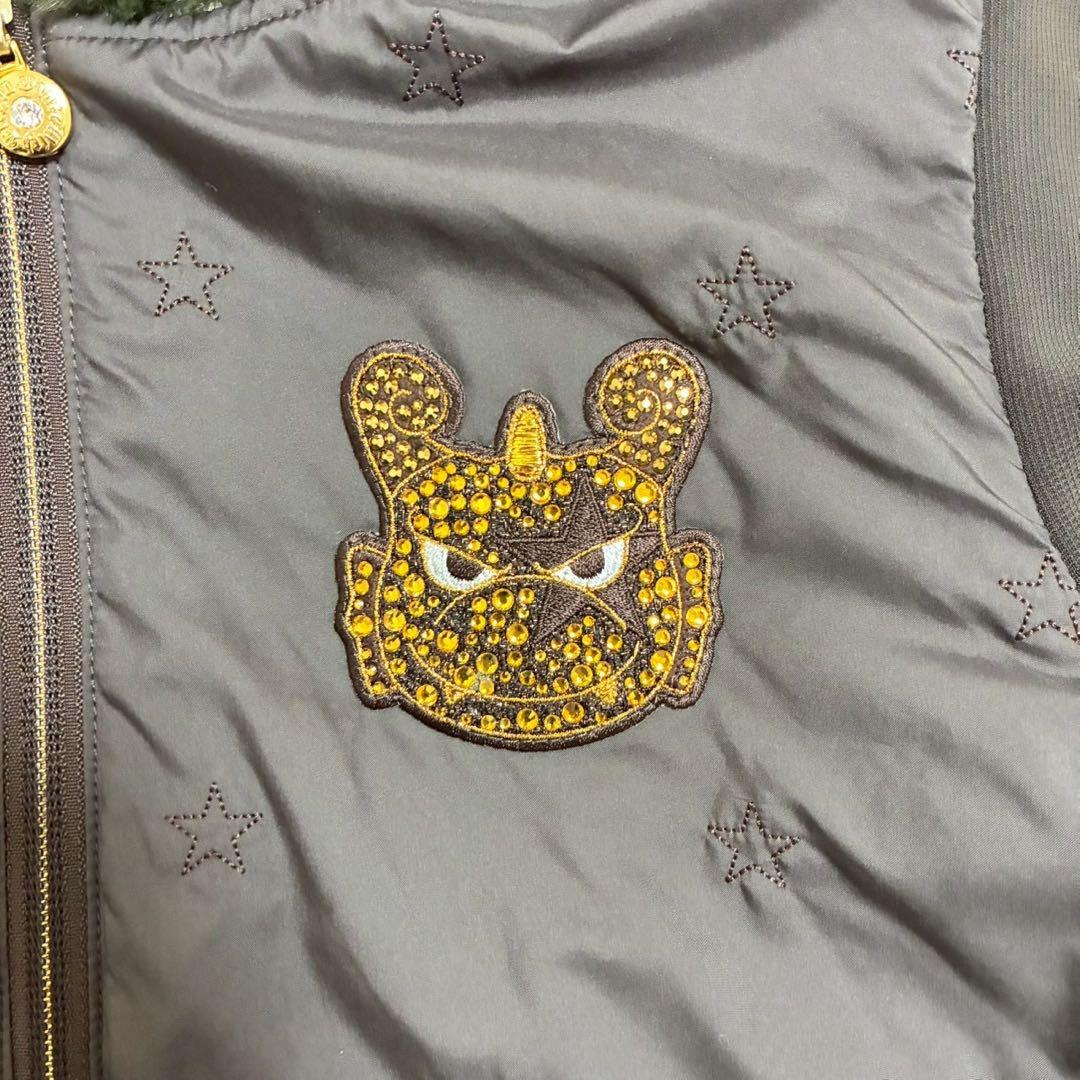 美品　ダンスウィズドラゴン　ワッペン　フェイクファー　フード付　ベスト　アウター