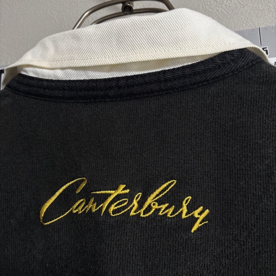 L 黒 CANTERBURYカンタベリー ラガーシャツ ポロシャツ ユニフォーム