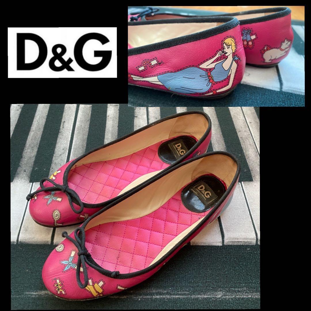 レア　ドルチェアンドガッバーナ　D&G バレエシューズ　フラットシューズ　ピンク