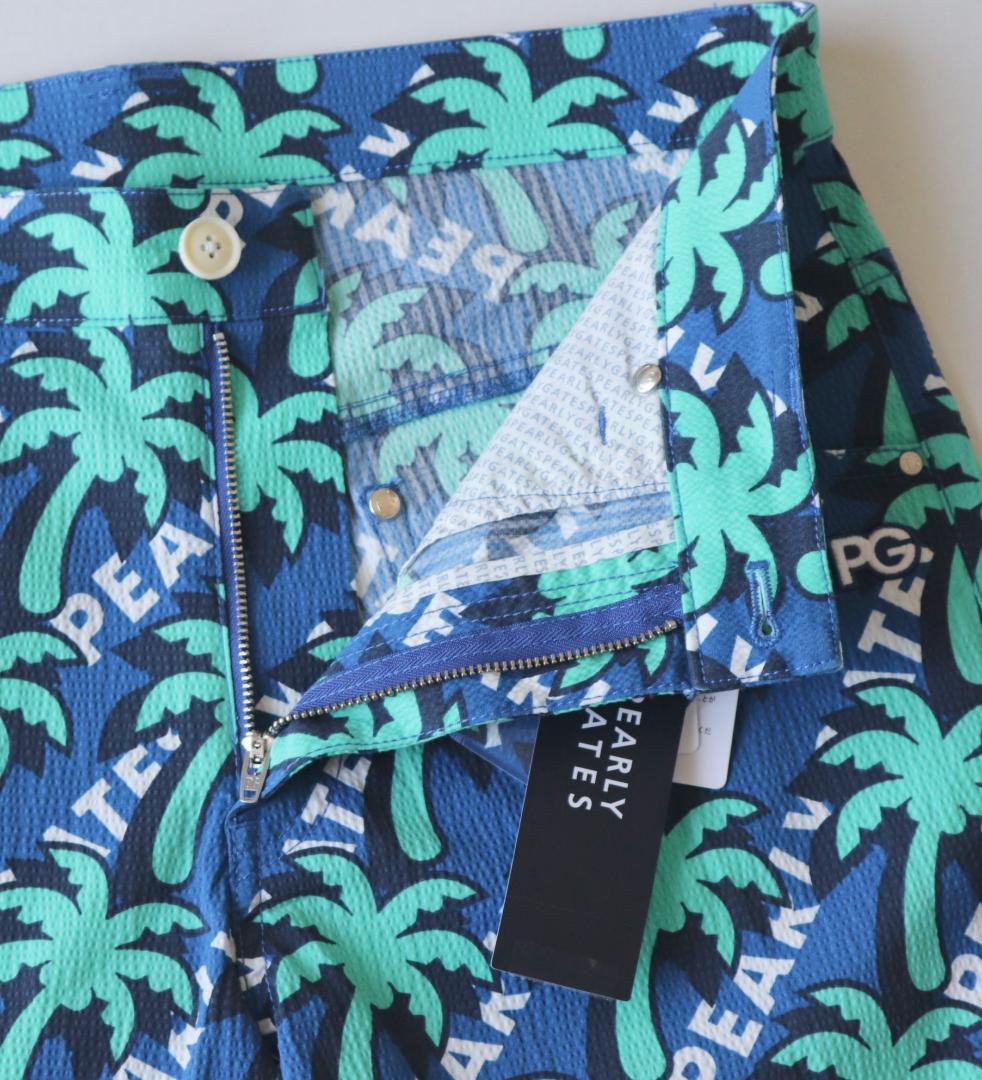 新品【パーリーゲイツ】PLUS COOL ヤシの木柄 ショートパンツ 4(M)