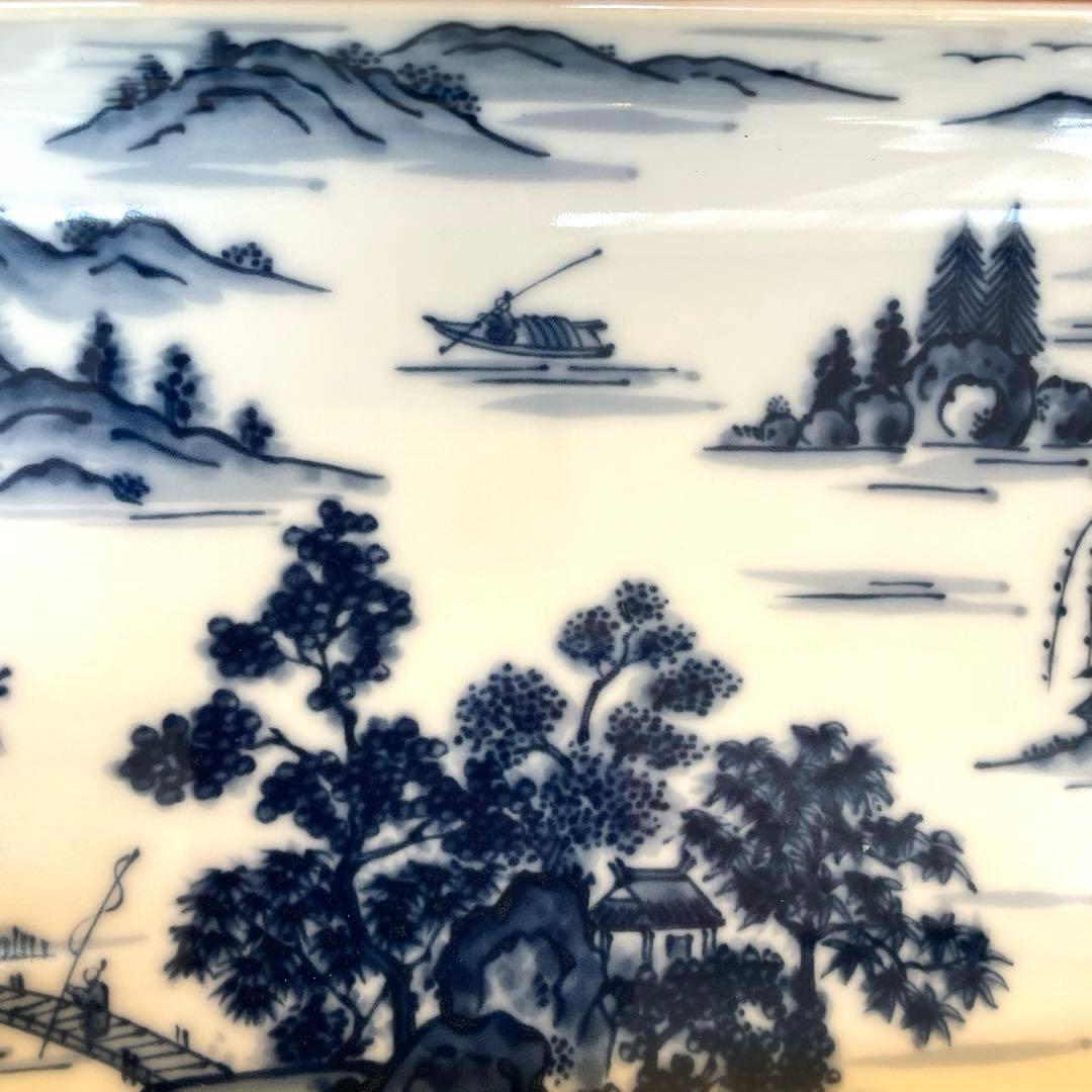 希少廃盤品 新品　前畑陶器　美濃焼　庫山窯　八角　青華山水焼物皿揃　5枚　箱なし