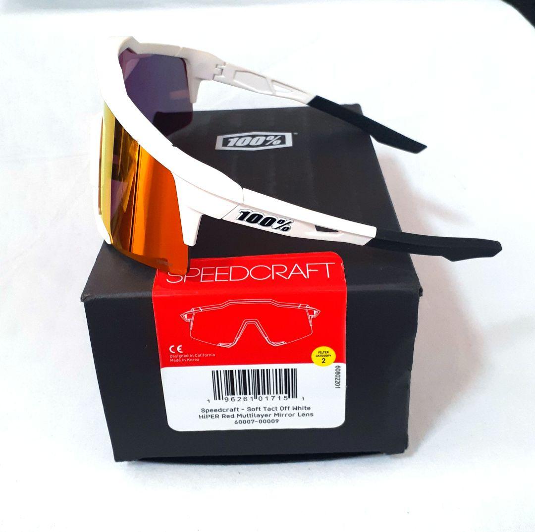 100％ Speedcraft ホワイト レッド ワンハンドレッド サングラス