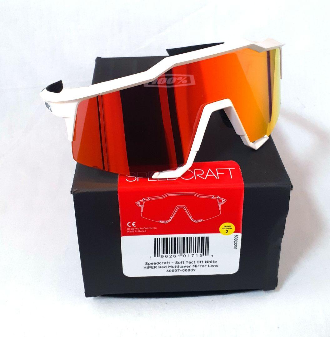 100％ Speedcraft ホワイト レッド ワンハンドレッド サングラス
