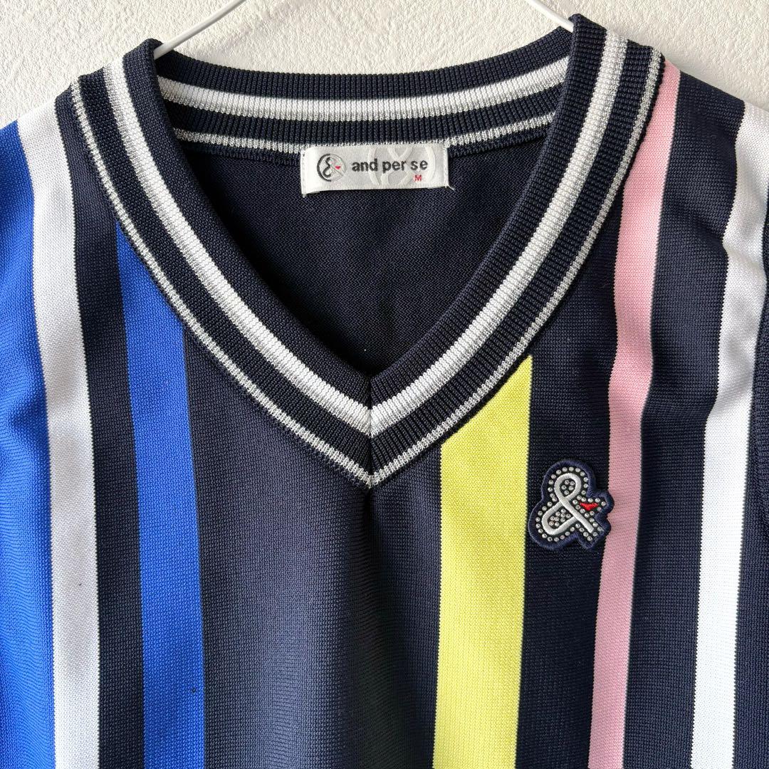【13】中古andperse セットアップ ニットベスト スカート ゴルフ M