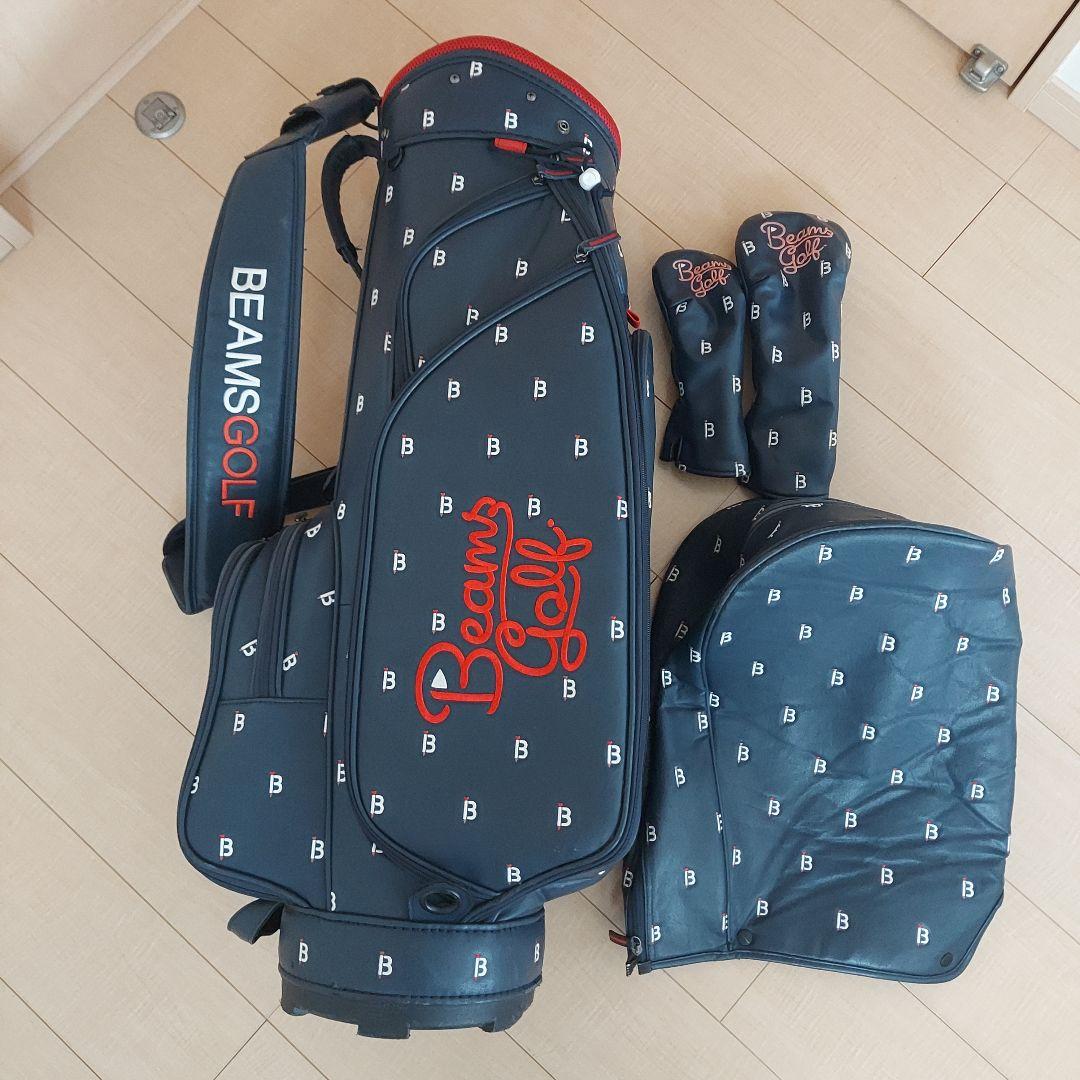 BEAMS GOLF ビームス キャディバッグ ネイビー ★ヘッドカバー付き