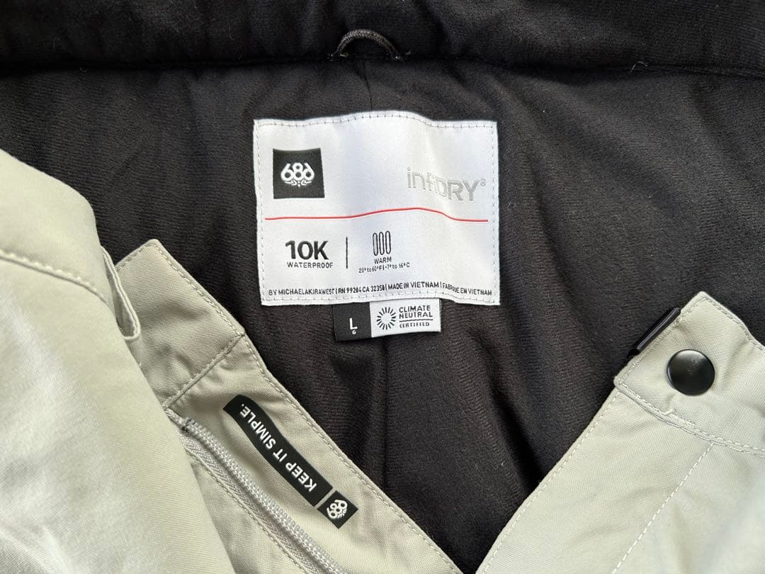 【美品】686 スノーボードパンツ L infiDRY グレー ベンチレーション