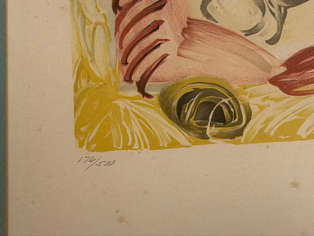 ピカソ「横たわる裸婦と鳥」版画 額装 Picasso モダンアート #145