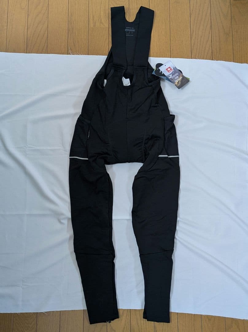 メンズ サイクルビブパンツ ビブタイツ 裏起毛 防寒 サイクリング Lサイズ