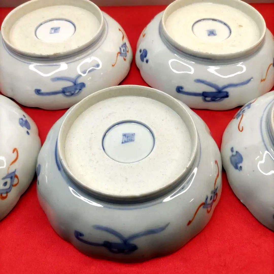 有田焼　伊万里焼　古伊万里　金彩　色絵　なます皿　小皿　小鉢　5寸皿5客セット⑥
