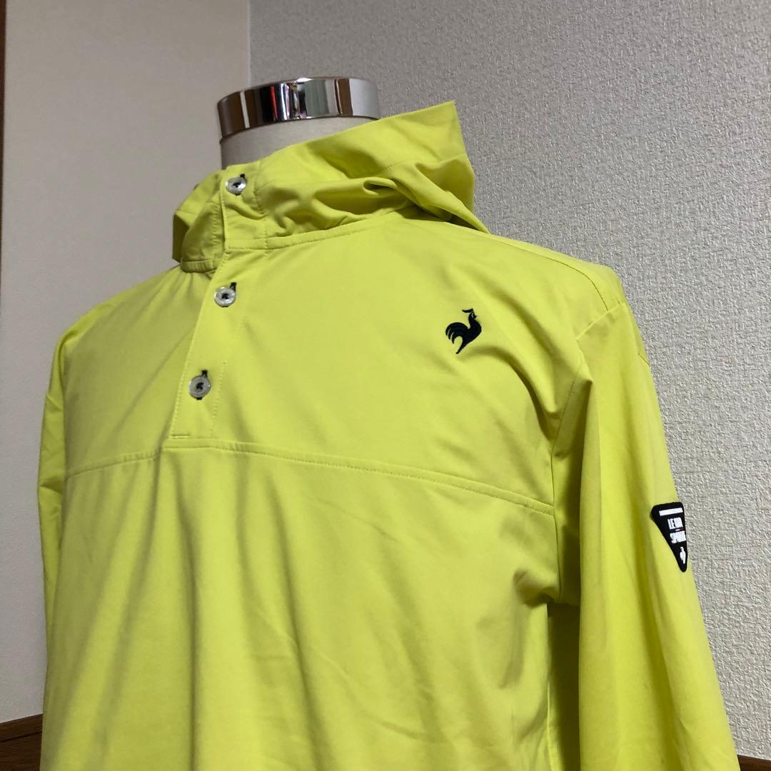 ルコックゴルフ◆ハーフ ボタン パーカー イエロー Lサイズ