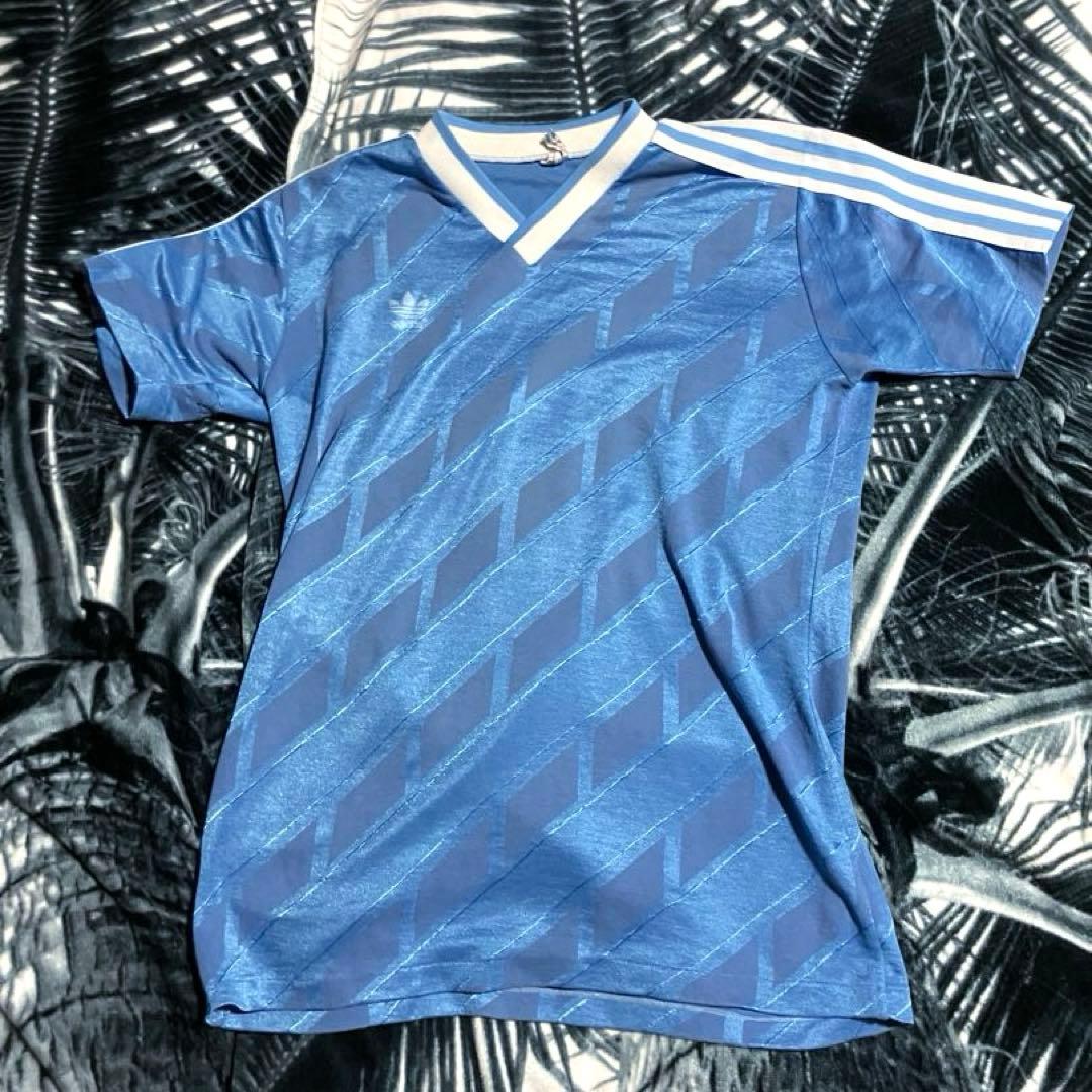 80年代 ビンテージ adidas 西ドイツ製 サッカー ユニフォーム 水色