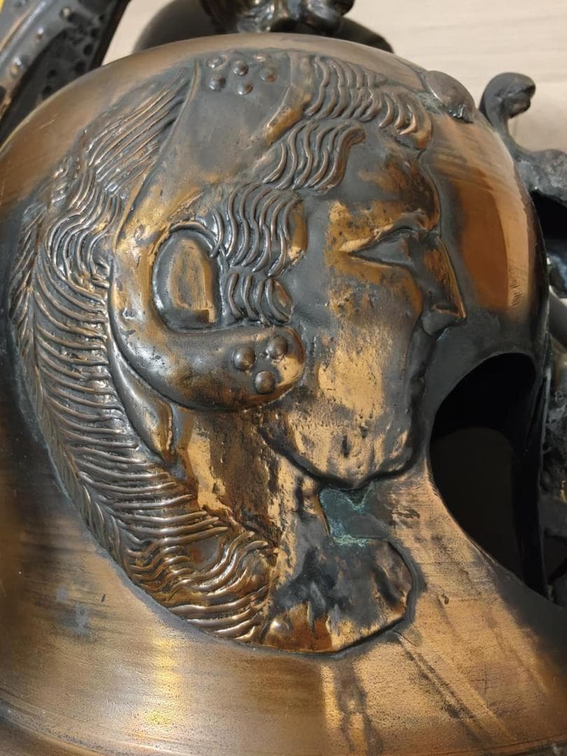 アンティーク風 古代ギリシャ調 兜 ヘルメット 銅製 オブジェ インテリア