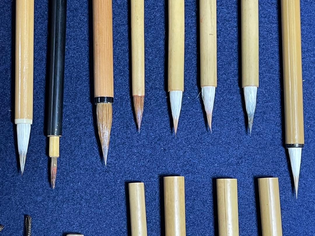 【墨研】篆刻用筆◆写経・面相筆各種 19本組◆使用品◆文房四宝 小筆 上海工芸