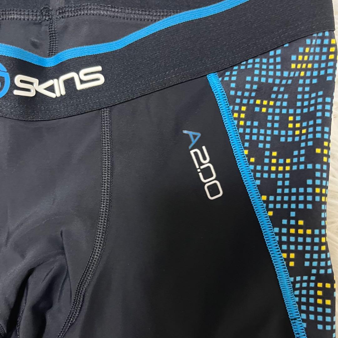 激レア skins スキンズ スパッツ タイツ ランニング A200 青