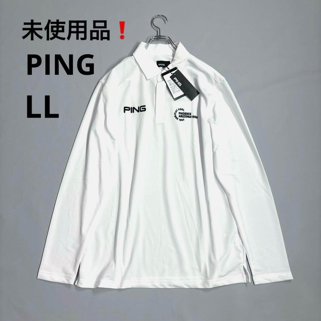 未使用品❗️PING メンズ　LL 長袖ポロシャツ　ボタンダウン　ホワイト