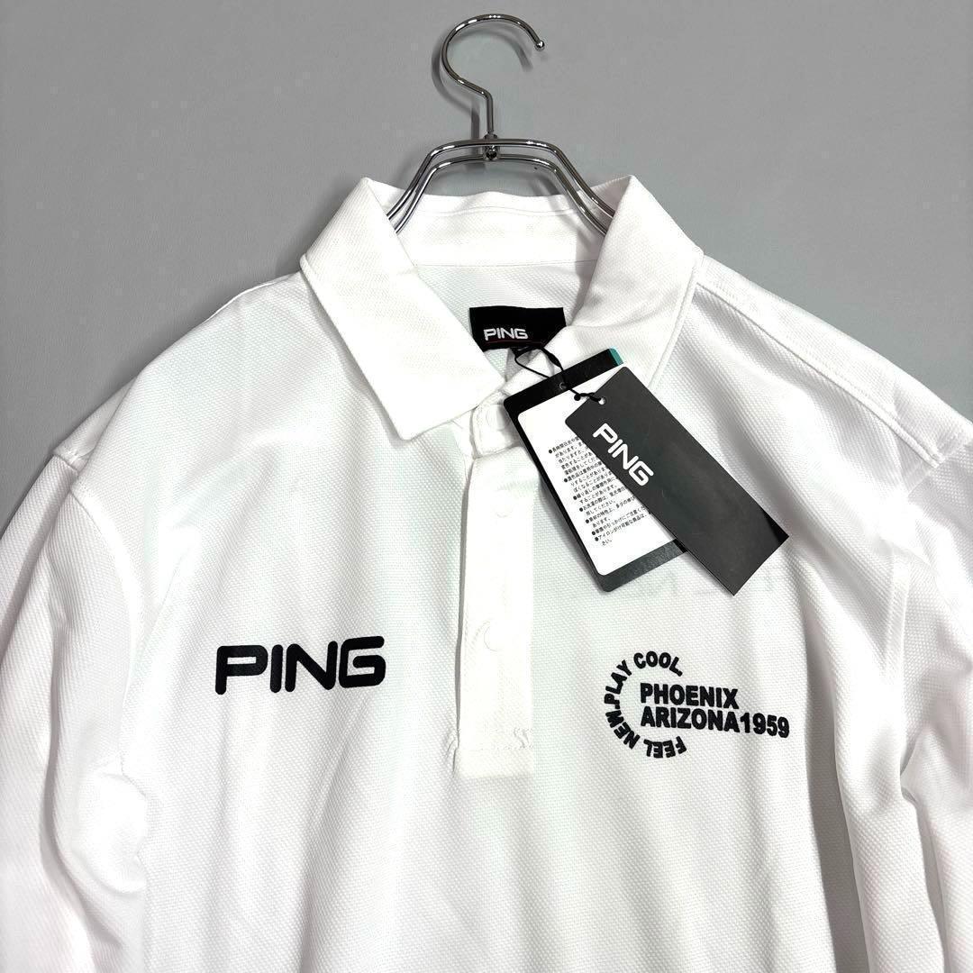 未使用品❗️PING メンズ　LL 長袖ポロシャツ　ボタンダウン　ホワイト