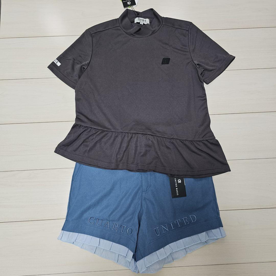 新品❤クアルトユナイテッド セットアップ M 半袖 春夏ゴルフ レディースフリル