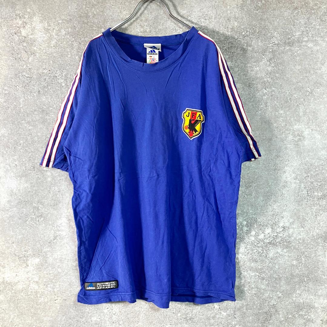 adidas　Ｔシャツ　半袖　ブルー　サッカー　日本代表　ワッペン　コットン