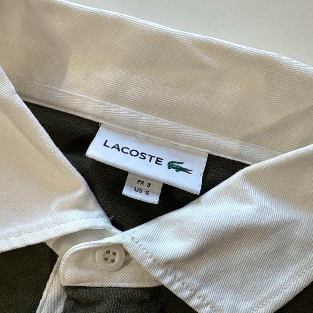 LACOSTE ラコステ　ラガーシャツ オリーブグリーン/ホワイト