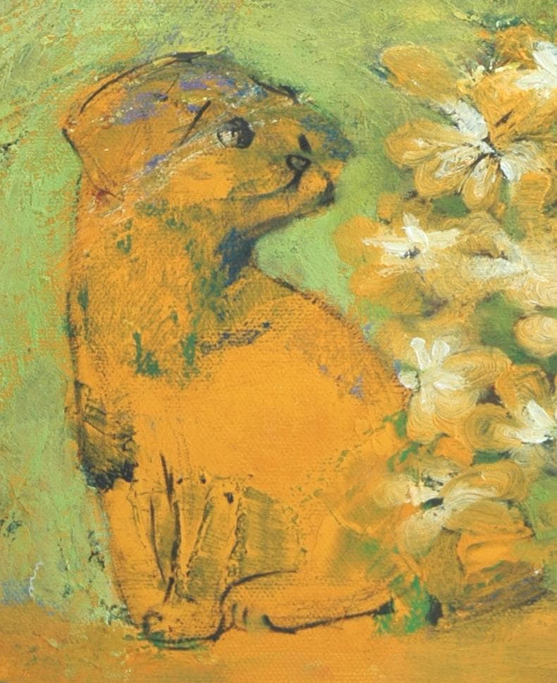 油絵 菅家令子 絵 絵画インテリア 額付(黒) uF6-050220 可愛い子犬