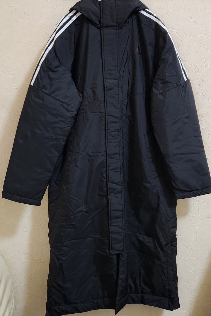 新品★adidas アディダス　黒　ベンチコート　ロング　 LLLブラック　防寒