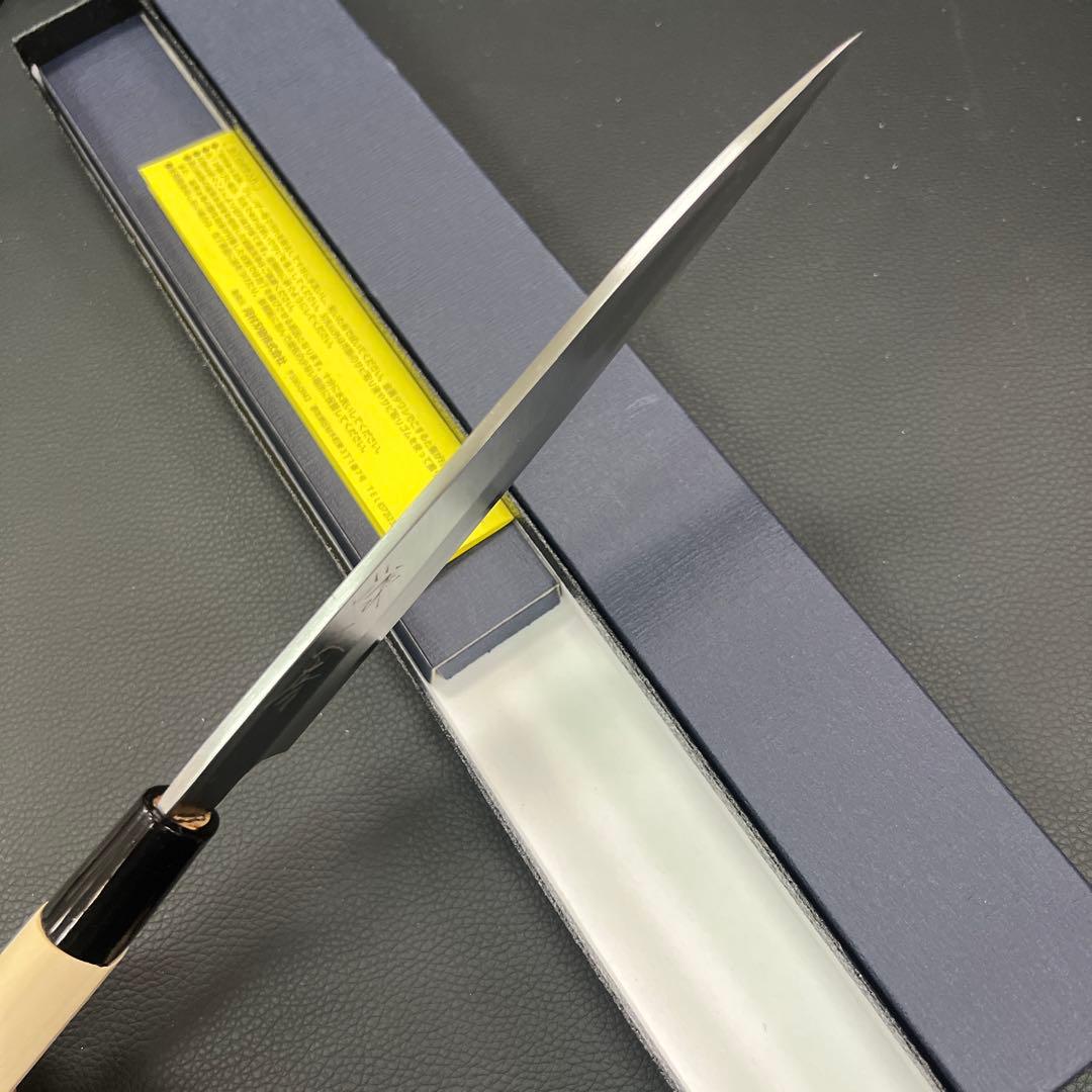★新品送料込源正房はがね鍛造刺身包丁180mm六寸右片刃裏押し加工化粧箱入り