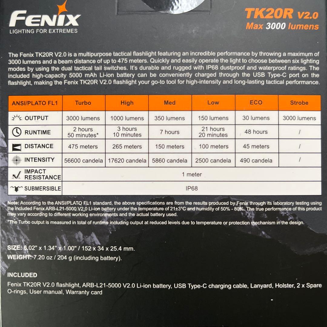 Fenix TK20R v2.0 3000ルーメン 懐中電灯