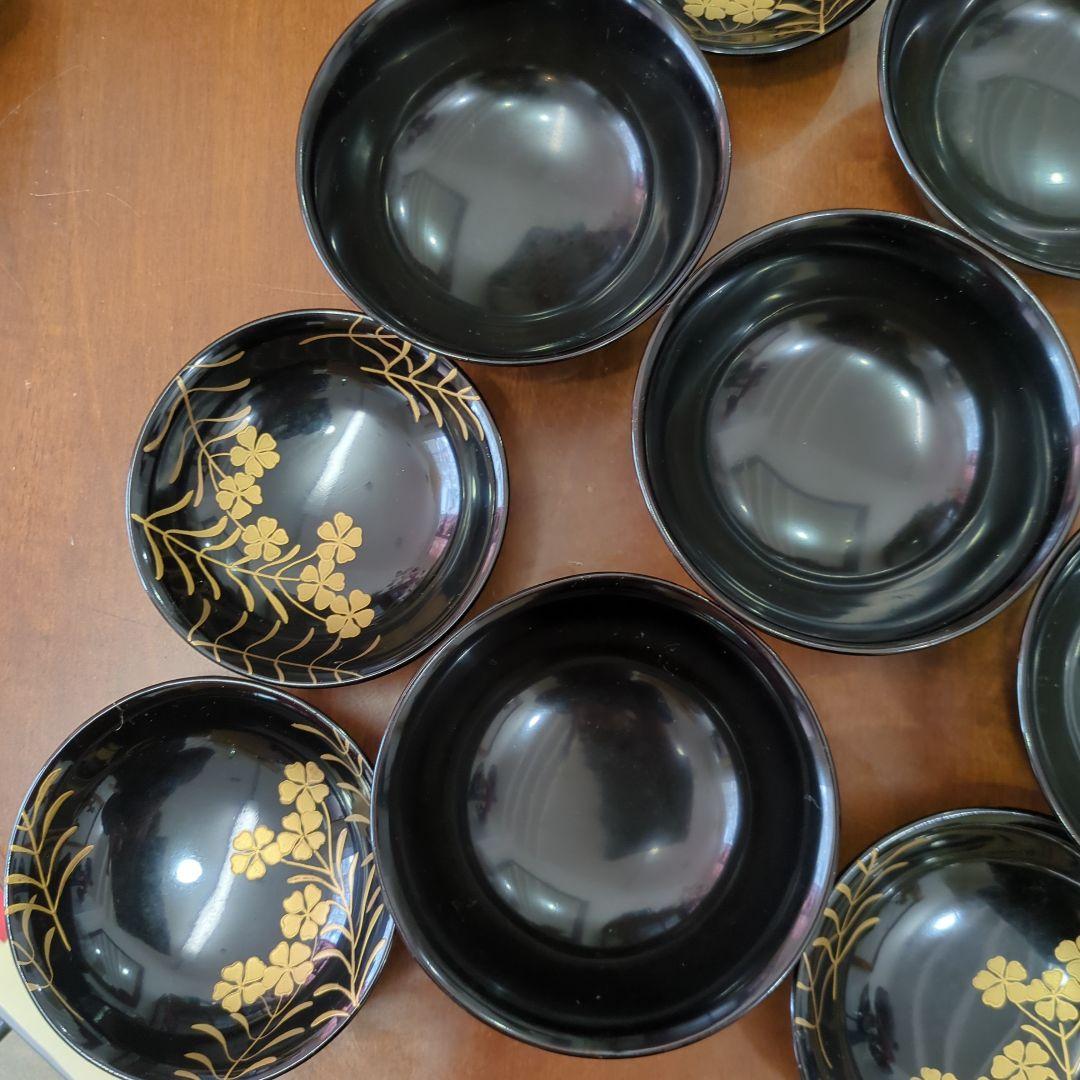 骨董　お椀　蒔絵　蓋付き　煮物　吸物　木製　漆器　木箱入　5つ