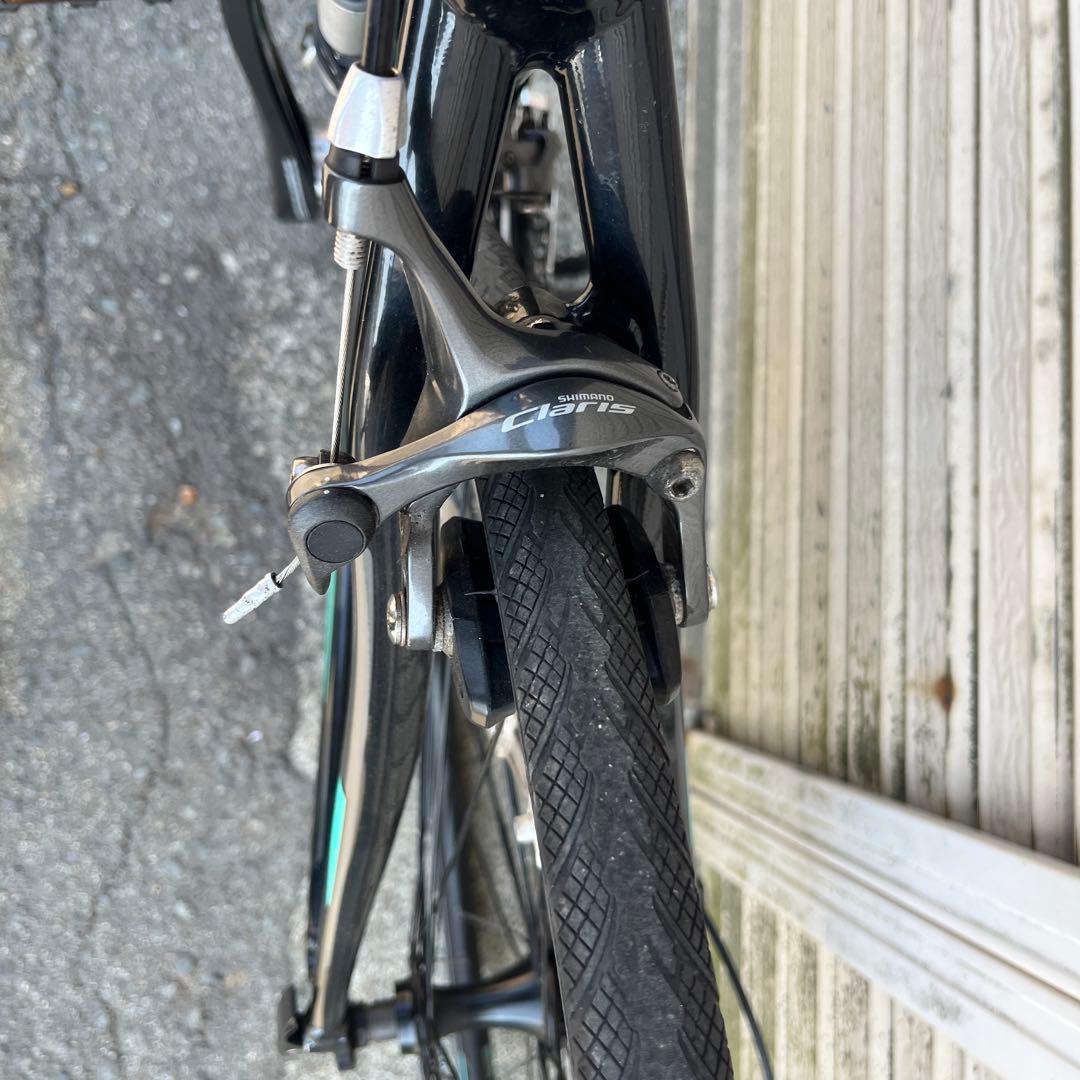 Bianchi 自転車 ブラック/ターコイズ フレームバッグ付き