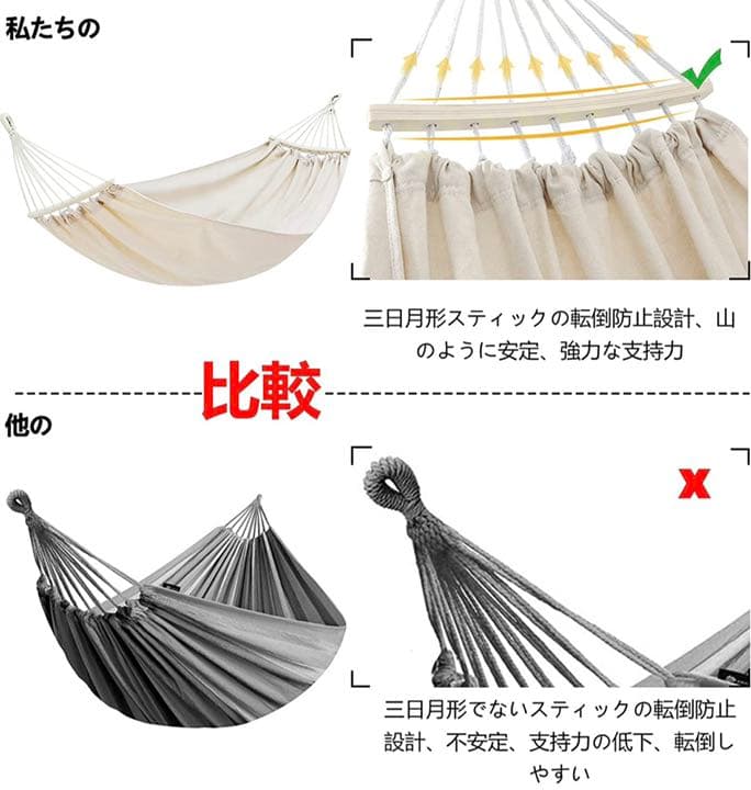 ハンモック 1-2人使用 軽量 Hammock 260*150CM 最大耐荷重