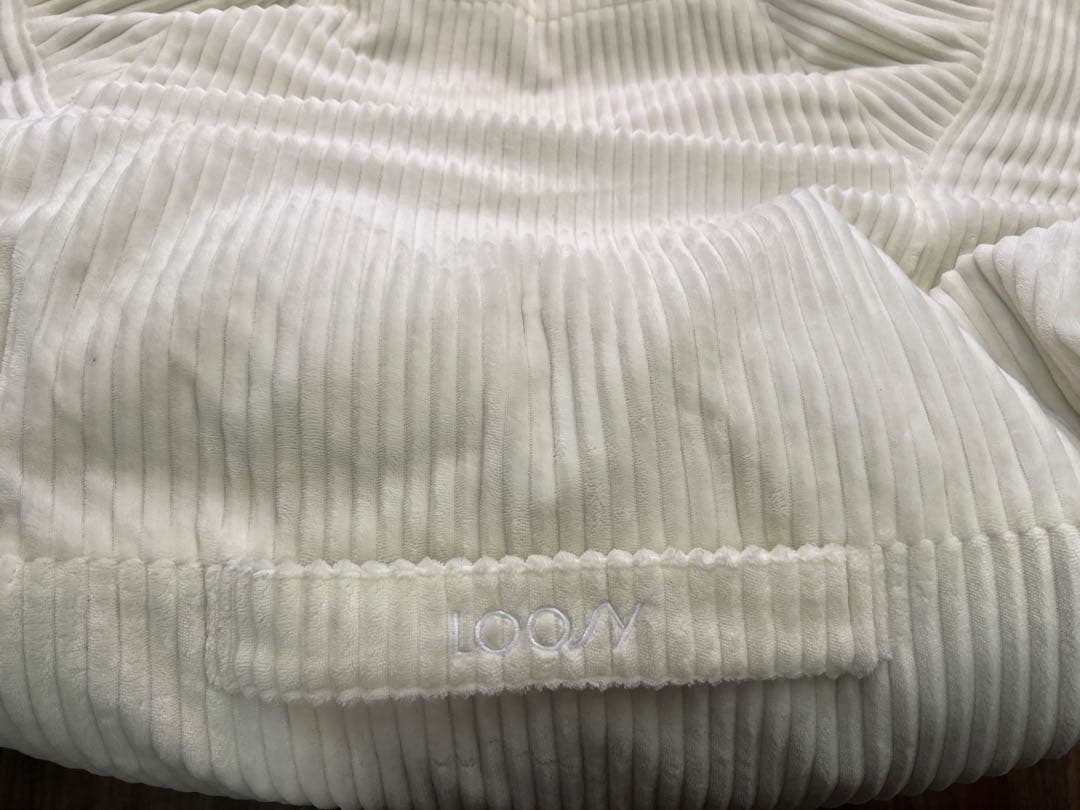LOOSY 1人掛けビーズソファ　ホワイト コーデュロイ ビーズクッション