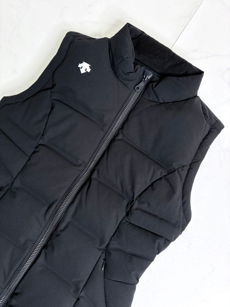 極美品 デサントゴルフ ロングダウンベスト ワンピース 黒 ブラック Black
