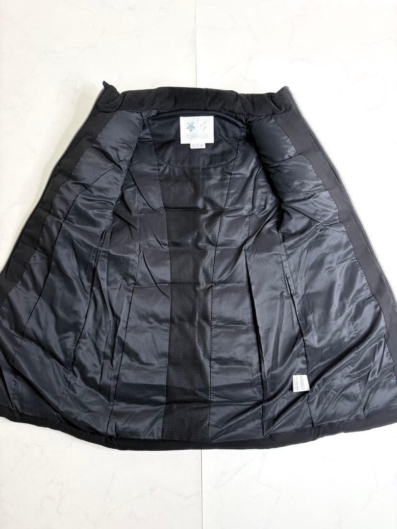 極美品 デサントゴルフ ロングダウンベスト ワンピース 黒 ブラック Black