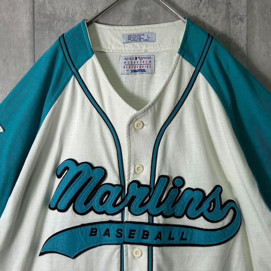 希少 MLB Starter マーリンズ 肉厚 ベースボールシャツ ユニフォーム