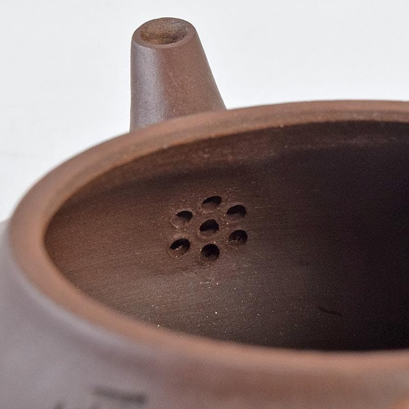 煎茶道具　秋水銘　紫砂　朱泥　漢詩梅文　急須　茶壷　V　R9644