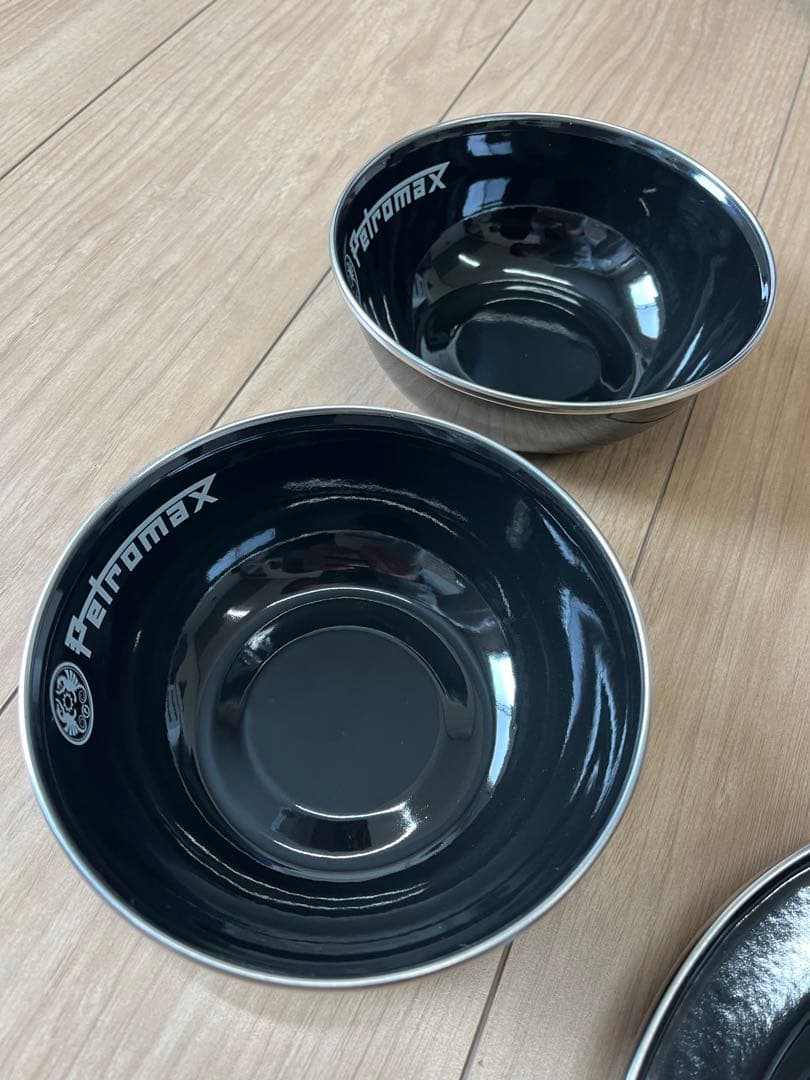 Petromax ペトロマックス エナメルプレート＆ボウルセット 白黒 6点