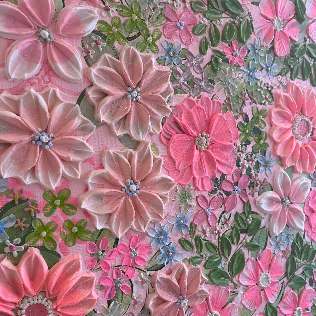 ピンク　ピンクのお花 壁掛けアート 絵画 花の絵 フラワーアート フランフラン