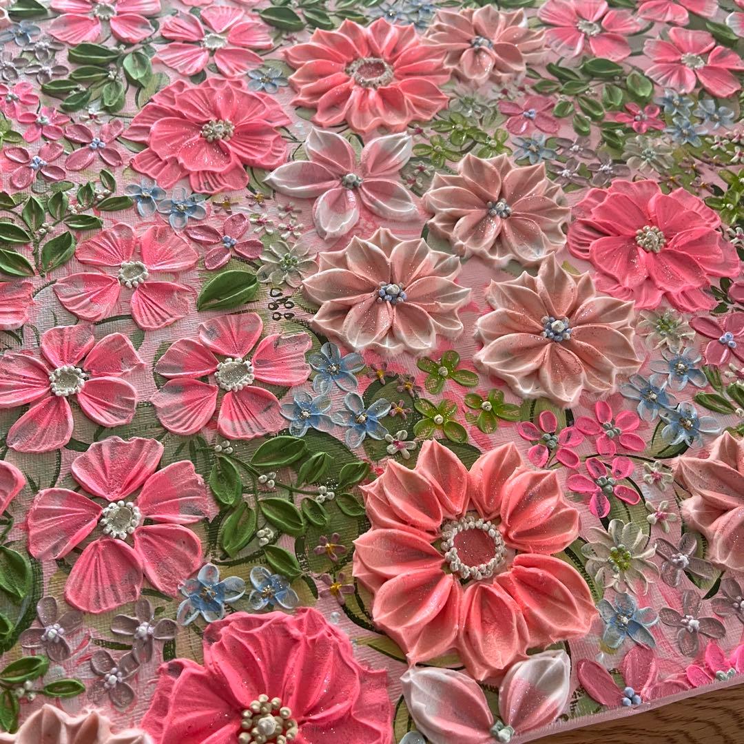 ピンク　ピンクのお花 壁掛けアート 絵画 花の絵 フラワーアート フランフラン