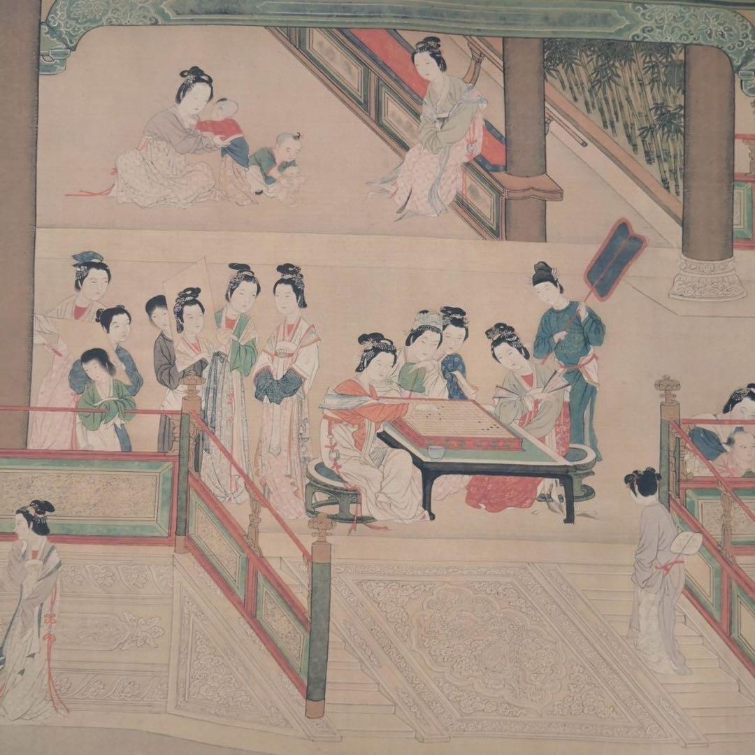 漢宮春暁図 長巻 掛軸 70×330cm 中国人物画