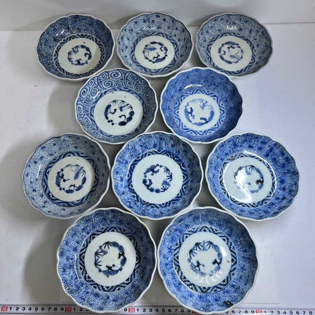 古伊万里　みじんこ膾皿10点　幅約15.5㎝　東Y8-0312⑤