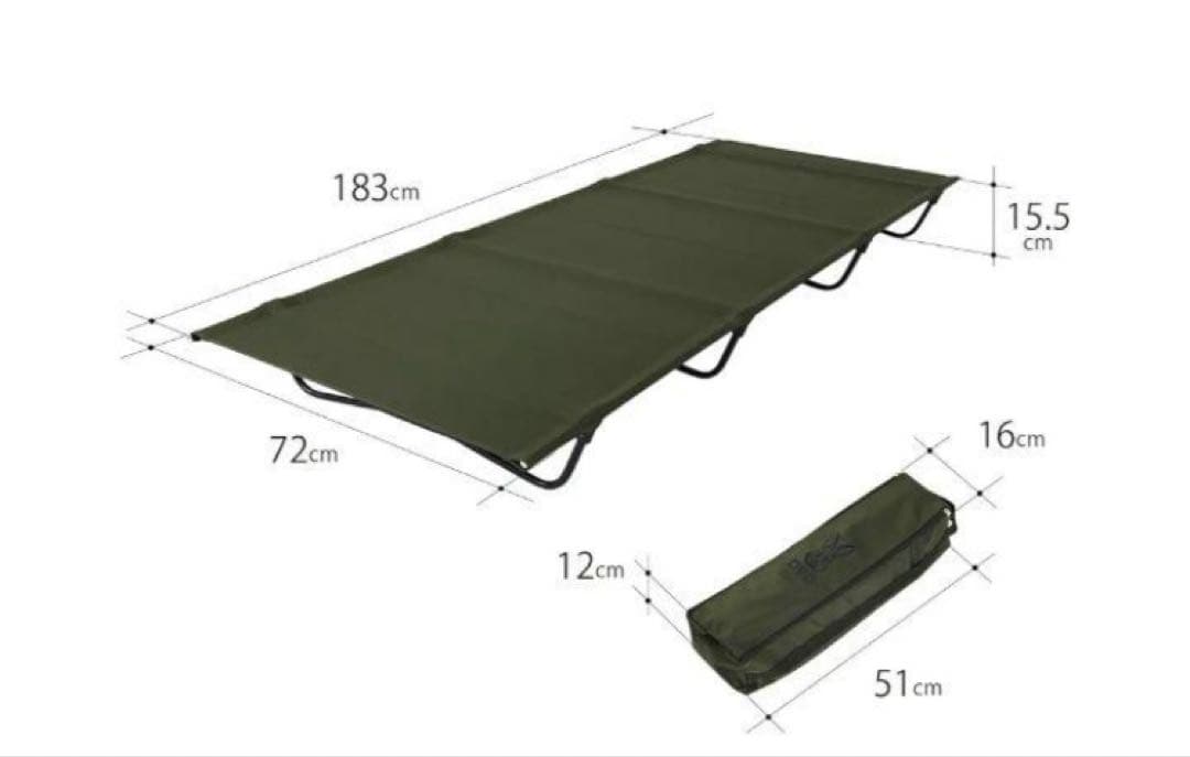 DOD バッグインベッド CB1-510 コット　オリーブグリーン 183cm