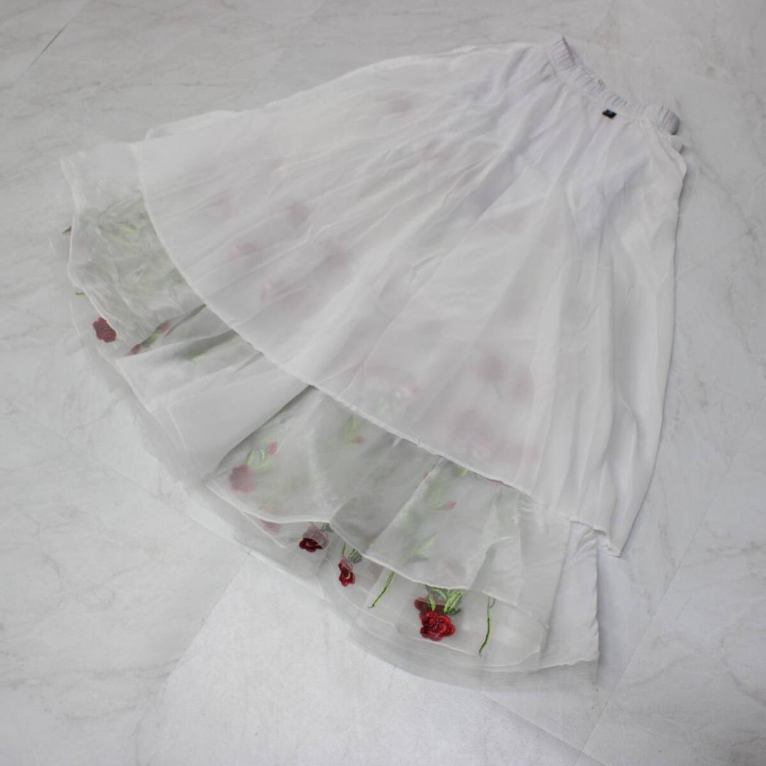 【美品 社交ダンス衣装】スカート レッスン着 レッスンウェア 白 赤 緑 花柄