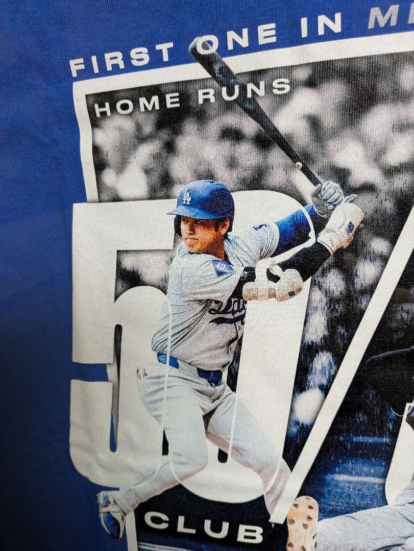 大谷翔平選手、50/50、Tシャツ、XLサイズ、Fanatics、額付